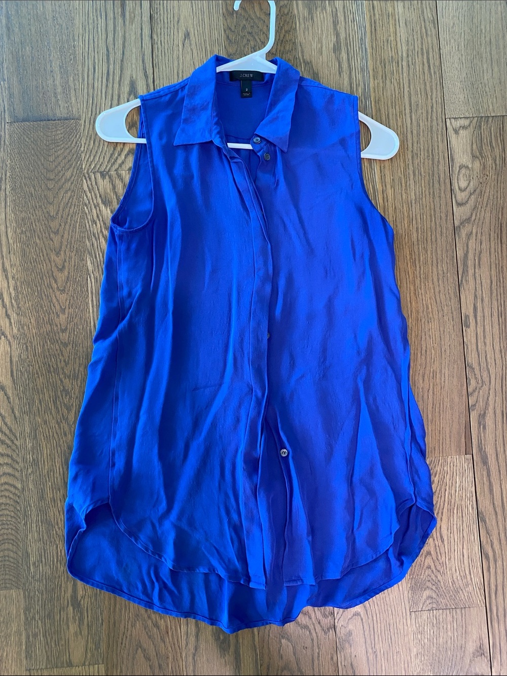 J Crew Blue Sleeveless SILK Blouse